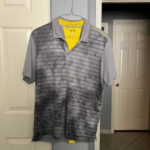 Adidas Men's Polo Shirt in Gray with Yellow Accents